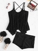 ZAFUL Plus Size Lace Criss Cross Handkerchief Tankini Swimwear Xxl Black