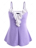 ZAFUL Plus Size Lace Ruffle Jersey Cami Top