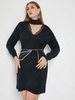 ZAFUL Plus Size Lace Trim Cutout Choker Sweater Dress