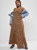 ZAFUL Plus Size Leopard Print High Slit Cami Dress