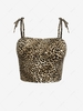 ZAFUL Plus Size Leopard Tie Shoulder Cami Top