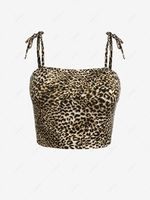 ZAFUL Plus Size Leopard Tie Shoulder Cami Top