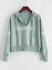 ZAFUL Plus Size Letter Graphic V-notch Rib-trim Hoodie