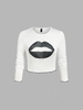 ZAFUL Plus Size Lettuce Trim Sparkle Lip Print Cropped Tee