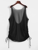 ZAFUL Plus Size Mesh Backless Cinched Tunic Cover Up Xxl Black