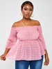 ZAFUL Plus Size Off Shoulder Smocked Flared Sleeve Blouse
