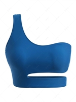 ZAFUL Plus Size One Shoulder Underboob Bikini Top Xxxl Blue