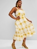 ZAFUL Plus Size Plaid Belted Tiered Midi Dress