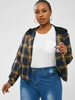ZAFUL Plus Size Plaid Flannel Snap Button Chest Pocket Jacket