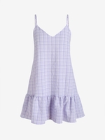 ZAFUL Plus Size Plaid Flounce Hem Seersucker Tunic Dress