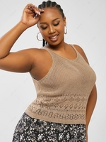 ZAFUL Plus Size Pointelle Knit Tank Top