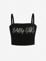 ZAFUL Plus Size Rhinestone Baby Girl Crop Top