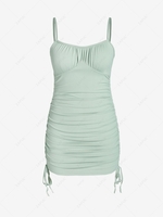 ZAFUL Plus Size Rib-knit Cinched Ruched Slinky Bodycon Cami Dress