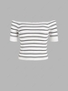 ZAFUL Plus Size Rib-knit Lettuce Trim Striped Knitwear