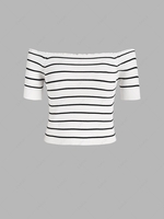 ZAFUL Plus Size Rib-knit Lettuce Trim Striped Knitwear