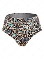 ZAFUL Plus Size Ribbed Butterfly Leopard Ruched Bikini Bottom Xxl