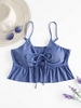ZAFUL Plus Size Ribbed Cinched Peplum Flounce Swim Top Xxxl Blue