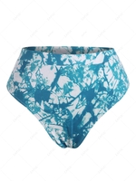 ZAFUL Plus Size Ribbed Tie Dye High Rise Bikini Bottom Xl Blue