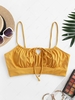 ZAFUL Plus Size Ribbed Tie Front Bikini Top Xxl Deep yellow