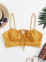 ZAFUL Plus Size Ribbed Tie Front Bikini Top Xxxl Deep yellow