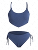 ZAFUL Plus Size Ribbed Tied Plain Bikini Swimwear Xl Blue