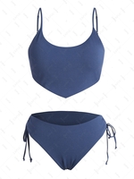 ZAFUL Plus Size Ribbed Tied Plain Bikini Swimwear Xl Blue