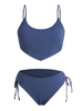ZAFUL Plus Size Ribbed Tied Plain Bikini Swimwear Xxxxl Blue
