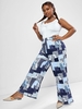 ZAFUL Plus Size Ruched Top and Paisley Patchwork Print Exumas Pants