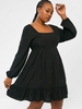 ZAFUL Plus Size Ruffle Puff Sleeve Smock Dress