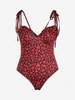 ZAFUL Plus Size Ruffle Tie Shoulder Heart Print Valentine Bodysuit