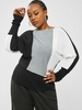 ZAFUL Plus Size Slash Neck Colorblock Batwing Sleeve Knitwear