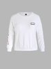 ZAFUL Plus Size Solid Drop Shoulder Letter Embroidered Sweatshirt