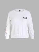 ZAFUL Plus Size Solid Drop Shoulder Letter Embroidered Sweatshirt