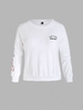 ZAFUL Plus Size Solid Drop Shoulder Letter Embroidered Sweatshirt