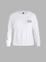 ZAFUL Plus Size Solid Drop Shoulder Letter Embroidered Sweatshirt