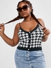 ZAFUL Plus Size Spaghetti Strap Houndstooth Knit Top