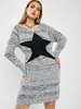 ZAFUL Plus Size Star Graphic Heathered Boucle Sweater Dress