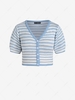ZAFUL Plus Size Striped Button Up Cropped Cardigan