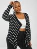 ZAFUL Plus Size Striped Draped Open Front Cardigan