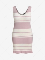 ZAFUL Plus Size Striped Split Stepped Hem Slinky Knit Dress