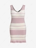 ZAFUL Plus Size Striped Split Stepped Hem Slinky Knit Dress