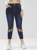 ZAFUL Plus Size Studded Crisscross Cutout Skinny Jeans