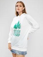 ZAFUL Plus Size Summer Forest Camp Graphic Hoodie Dress
