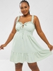 ZAFUL Plus Size Swiss Dot Frilled Bustier Dress