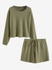 ZAFUL Plus Size Textured Knit Two Piece Shorts Set