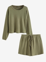 ZAFUL Plus Size Textured Knit Two Piece Shorts Set