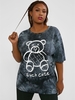 ZAFUL Plus Size Tie Dye Bear Graphic Boyfriend Tee