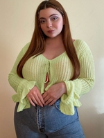 ZAFUL Plus Size Tie Front Frilled Trim Cardigan