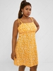 ZAFUL Plus Size Tie Shoulder Ditsy Print A Line Sundress