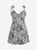 ZAFUL Plus Size Tie Shoulder Zebra Print Frilled Dress